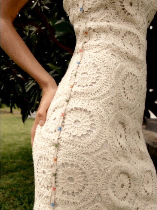 Zara Cream Crochet Mini Dress with Colorful Side Trim - Picture 9 of 9